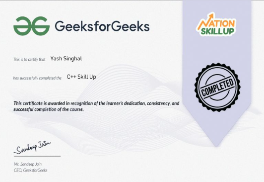 Nation C++ Skill Up Certificate